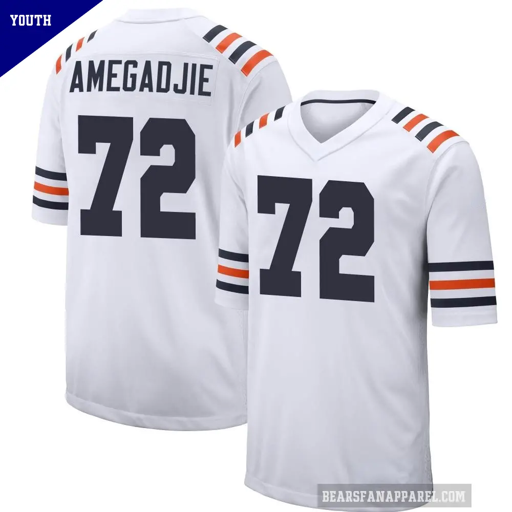 Youth Chicago Bears ＃72 Kiran Amegadjie White Game Alternate Classic Jersey