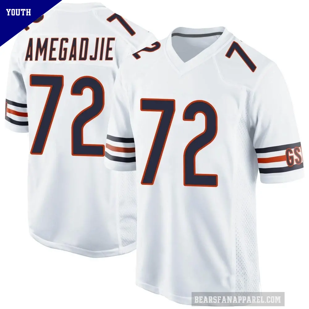 Youth Chicago Bears ＃72 Kiran Amegadjie White Game Jersey