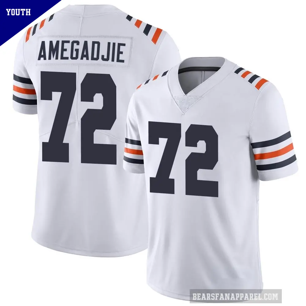 Youth Chicago Bears ＃72 Kiran Amegadjie White Limited Alternate Classic Vapor Jersey