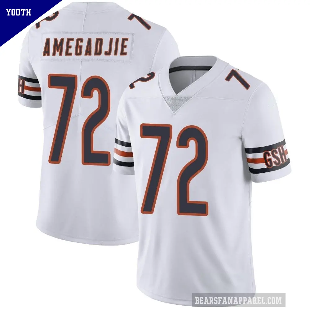 Youth Chicago Bears ＃72 Kiran Amegadjie White Limited Vapor Untouchable Jersey