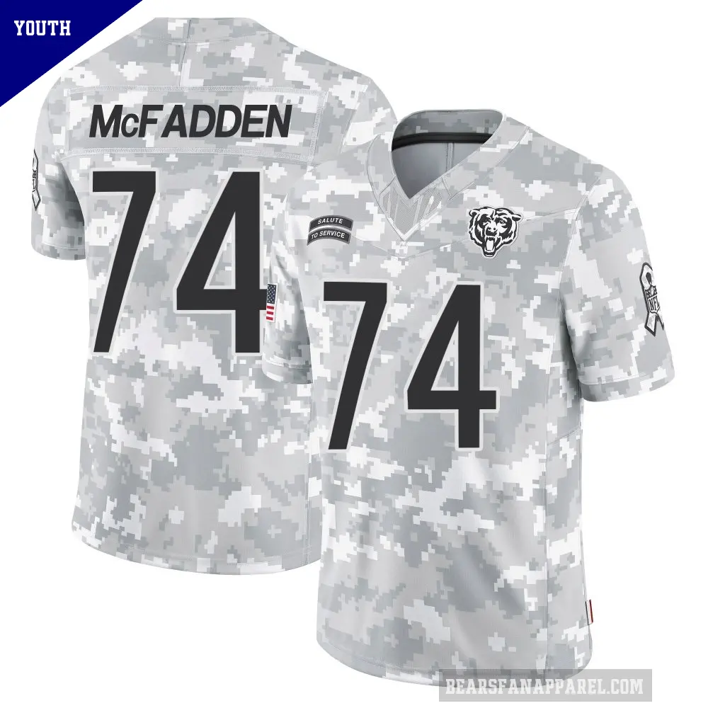 Youth Chicago Bears ＃74 Jordan McFadden Arctic Camo Limited 2024 Salute to Service Jersey