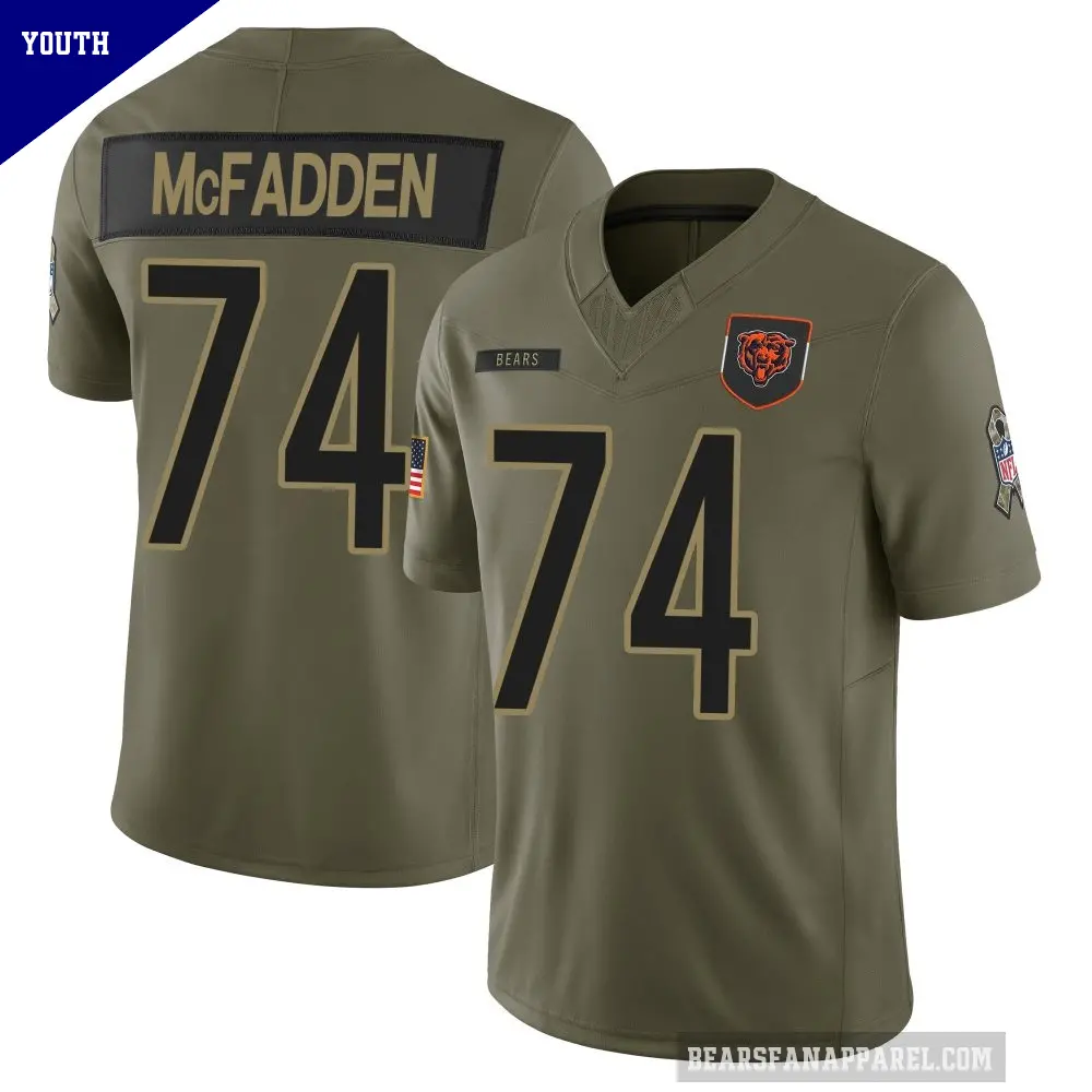 Youth Chicago Bears ＃74 Jordan McFadden Olive Limited 2025 Salute to Service Jersey