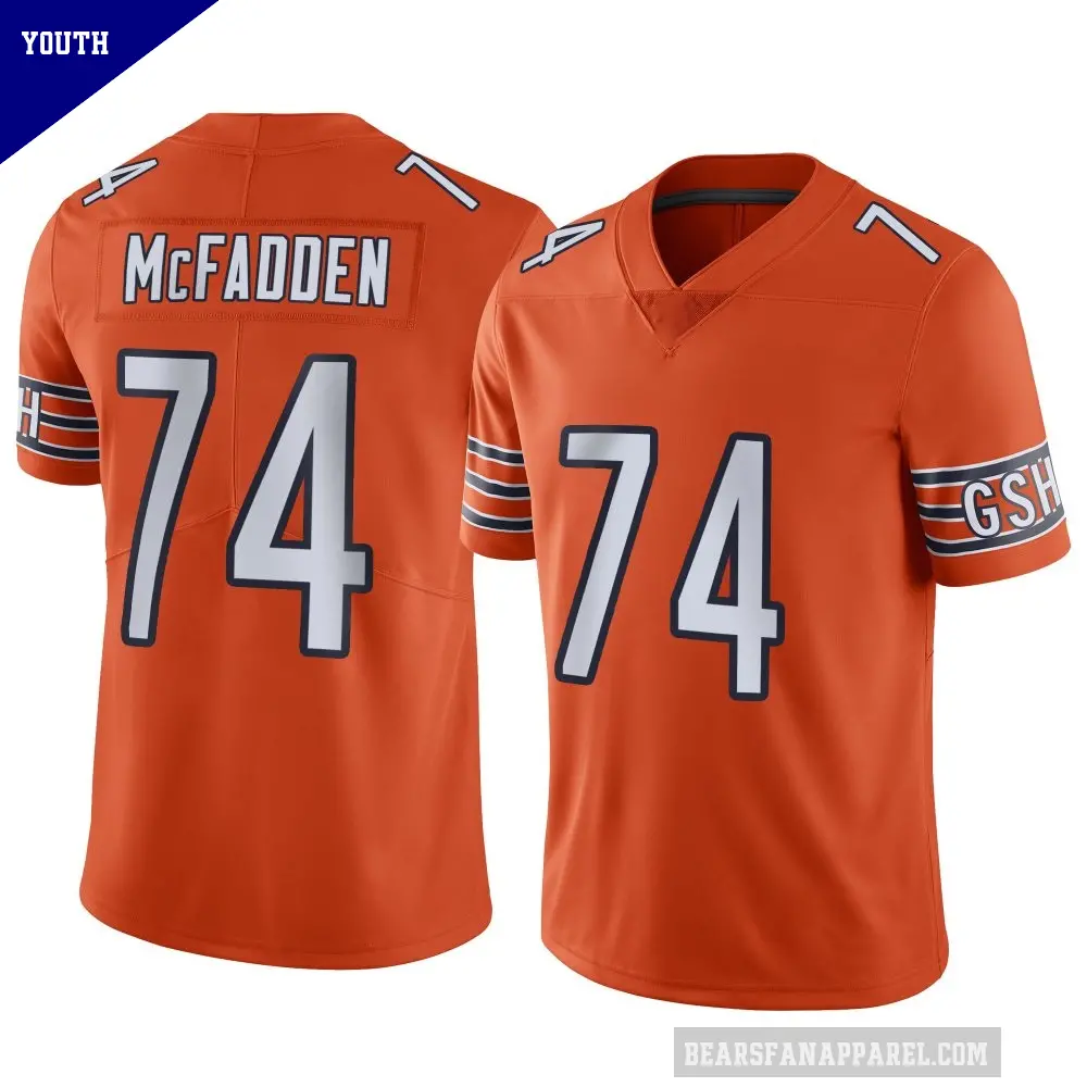 Youth Chicago Bears ＃74 Jordan McFadden Orange Limited Alternate Vapor Jersey