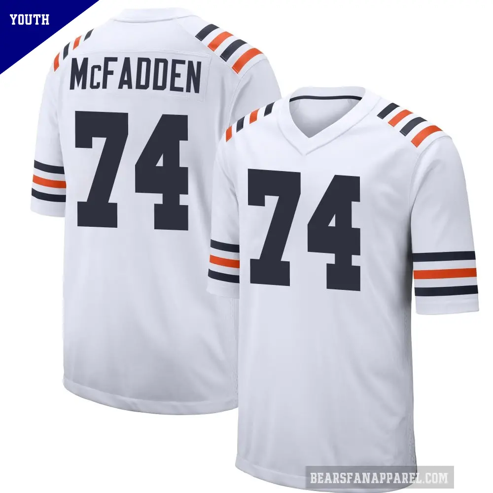 Youth Chicago Bears ＃74 Jordan McFadden White Game Alternate Classic Jersey