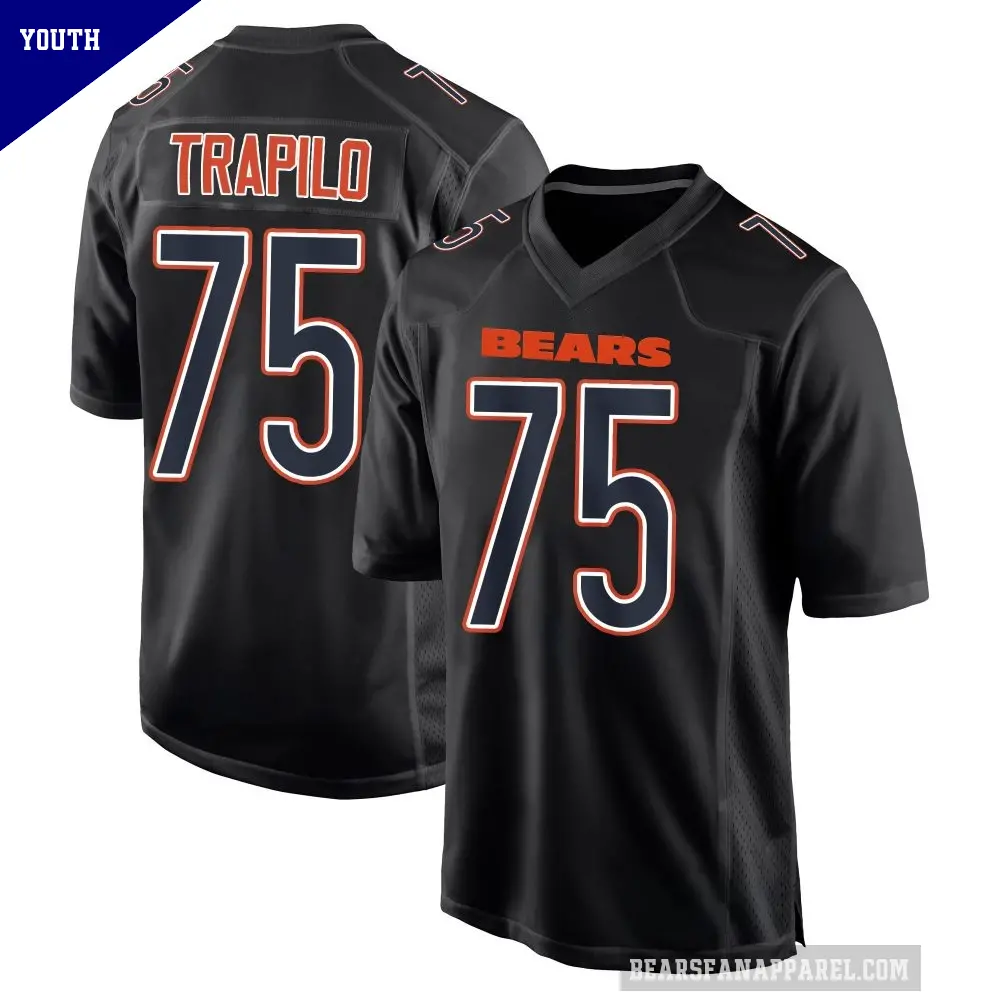 Youth Chicago Bears ＃75 Ozzy Trapilo Black Game Carbon Fashion Jersey