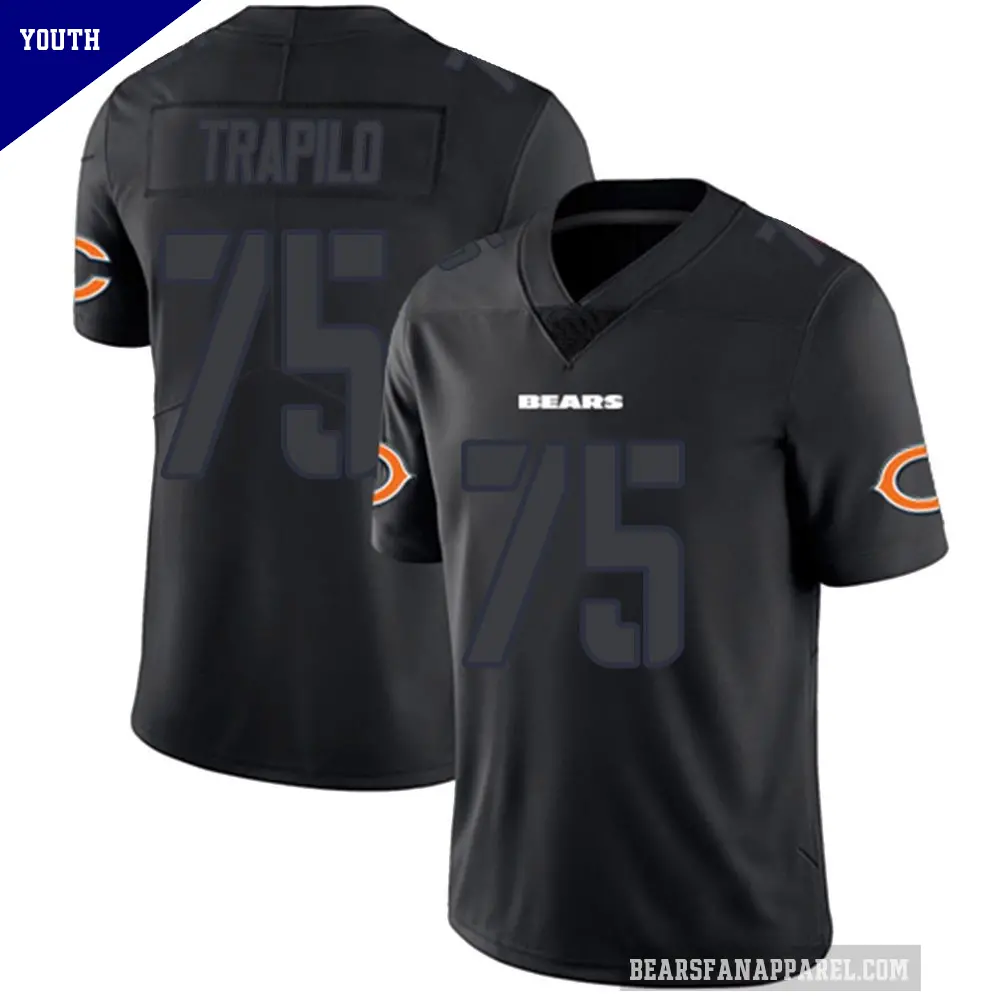 Youth Chicago Bears ＃75 Ozzy Trapilo Black Impact Limited Jersey