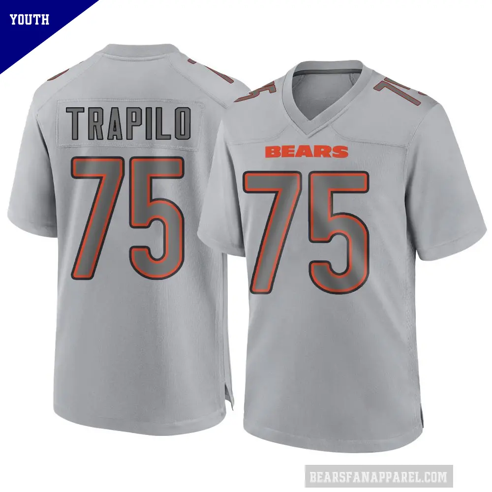 Youth Chicago Bears ＃75 Ozzy Trapilo Gray Game Atmosphere Fashion Jersey
