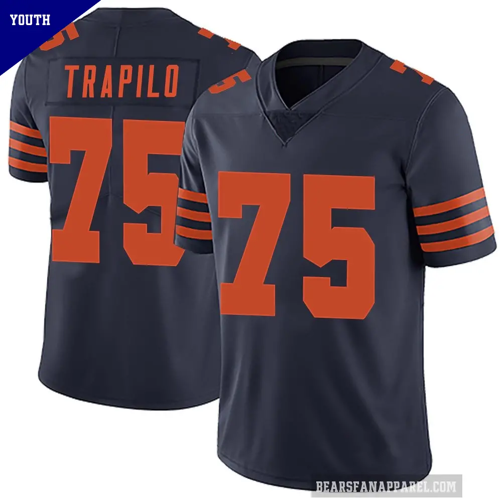 Youth Chicago Bears ＃75 Ozzy Trapilo Navy Blue Limited Alternate Vapor Untouchable Jersey