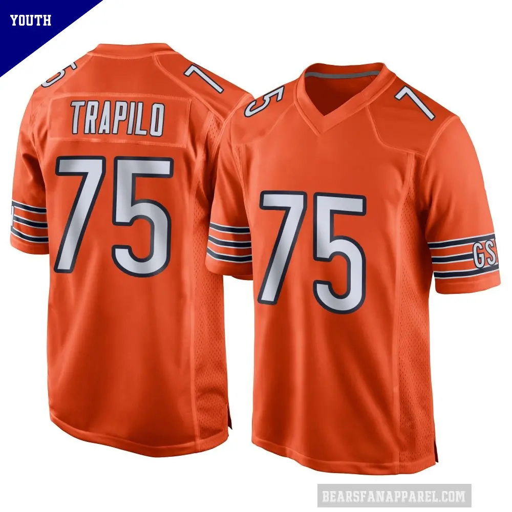 Youth Chicago Bears ＃75 Ozzy Trapilo Orange Game Alternate Jersey