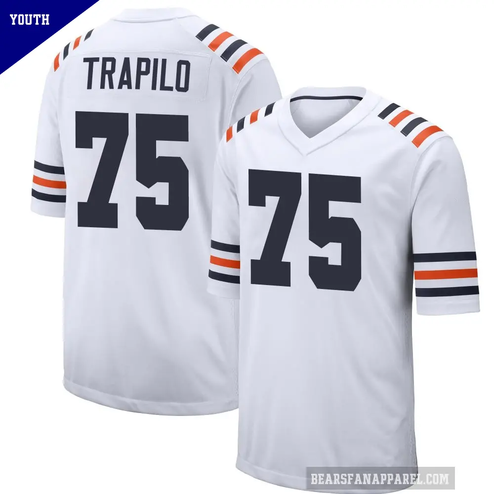 Youth Chicago Bears ＃75 Ozzy Trapilo White Game Alternate Classic Jersey