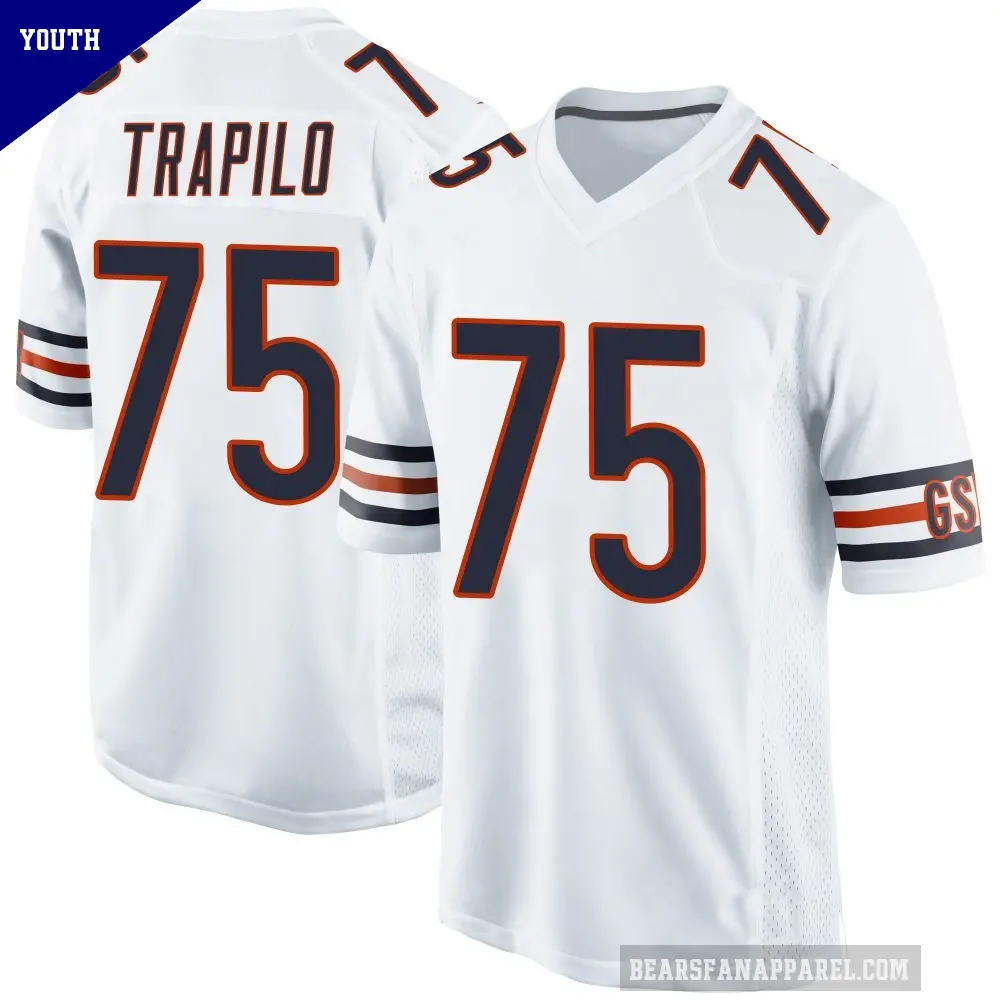 Youth Chicago Bears ＃75 Ozzy Trapilo White Game Jersey