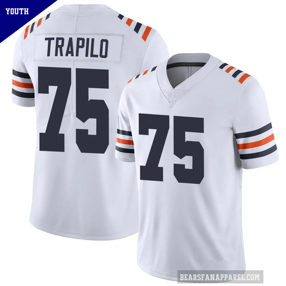 Youth Chicago Bears ＃75 Ozzy Trapilo White Limited Alternate Classic Vapor Jersey