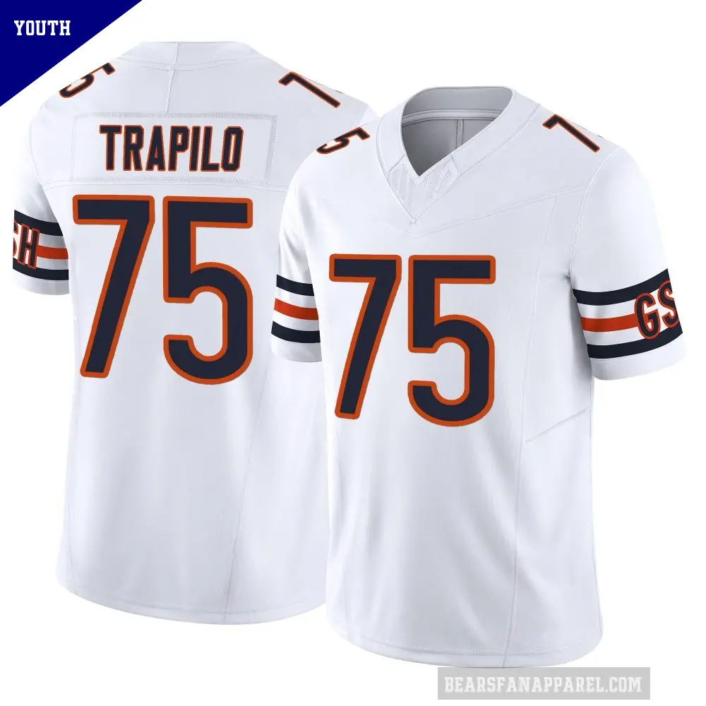 Youth Chicago Bears ＃75 Ozzy Trapilo White Limited Vapor F.U.S.E. Jersey