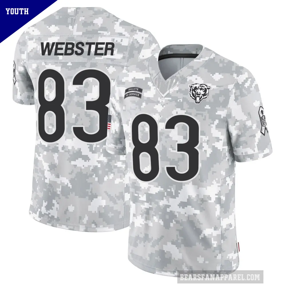 Youth Chicago Bears ＃83 Nsimba Webster Arctic Camo Limited 2024 Salute to Service Jersey