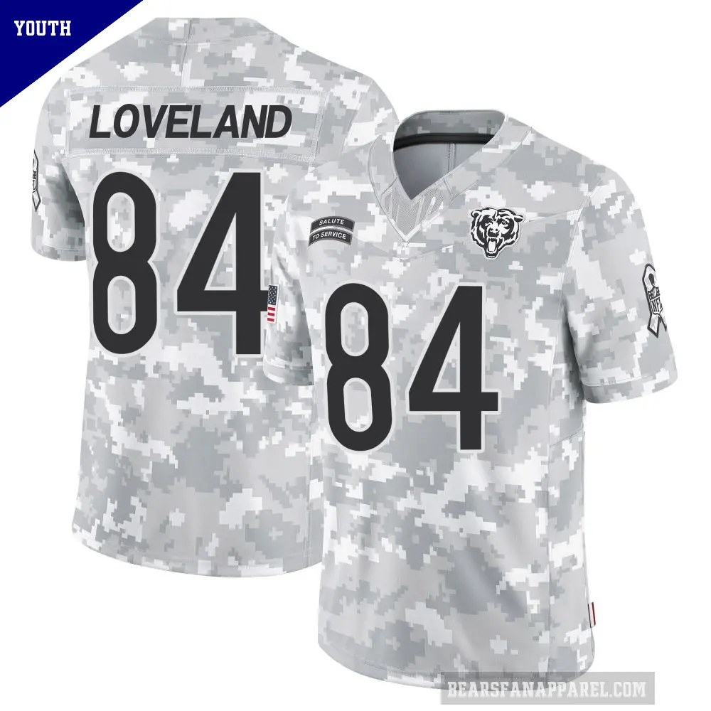 Youth Chicago Bears ＃84 Colston Loveland Arctic Camo Limited 2024 Salute to Service Jersey