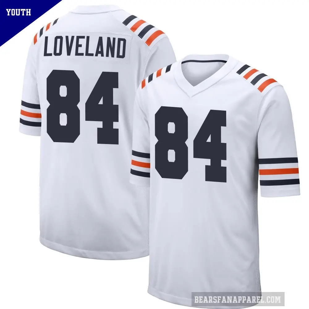 Youth Chicago Bears ＃84 Colston Loveland White Game Alternate Classic Jersey