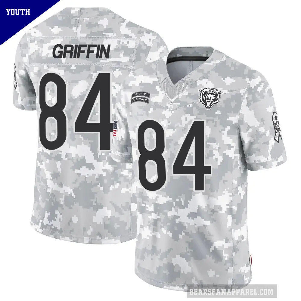 Youth Chicago Bears ＃84 Ryan Griffin Arctic Camo Limited 2024 Salute to Service Jersey