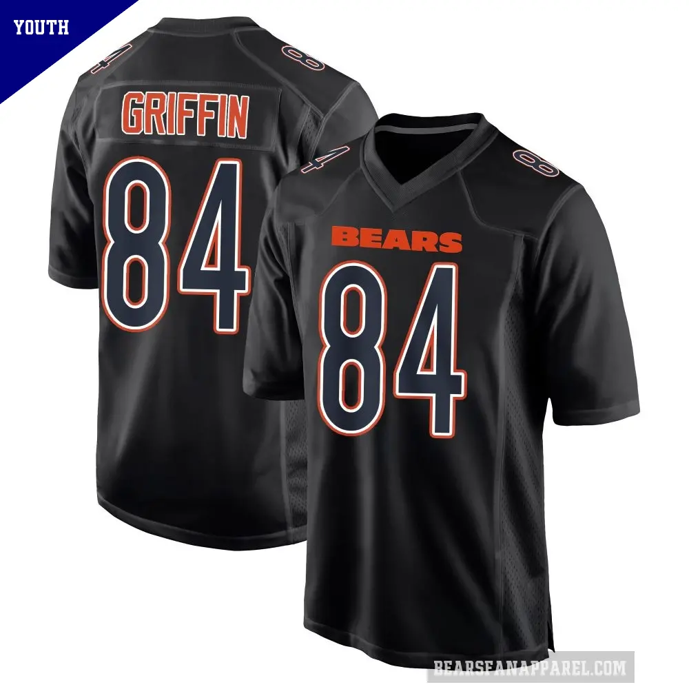 Youth Chicago Bears ＃84 Ryan Griffin Black Game Carbon Fashion Jersey