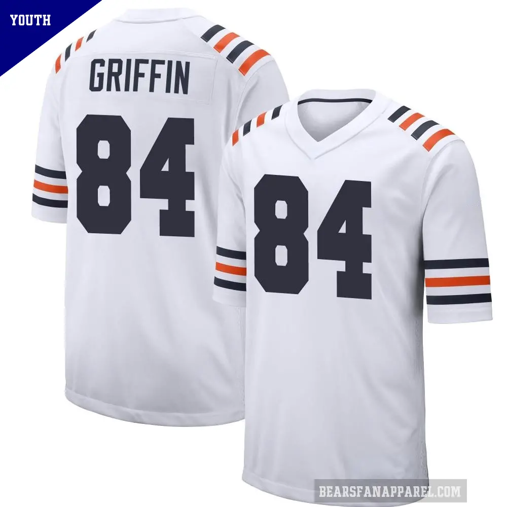 Youth Chicago Bears ＃84 Ryan Griffin White Game Alternate Classic Jersey