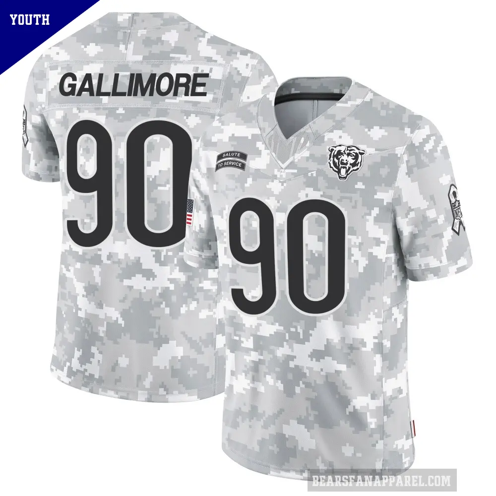 Youth Chicago Bears ＃90 Neville Gallimore Arctic Camo Limited 2024 Salute to Service Jersey