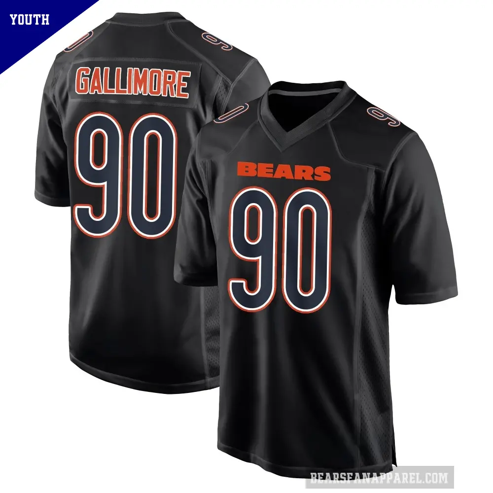 Youth Chicago Bears ＃90 Neville Gallimore Black Game Carbon Fashion Jersey