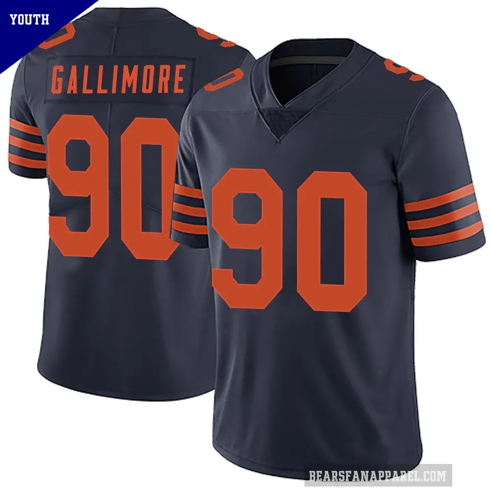 Youth Chicago Bears ＃90 Neville Gallimore Navy Blue Limited Alternate Vapor Untouchable Jersey