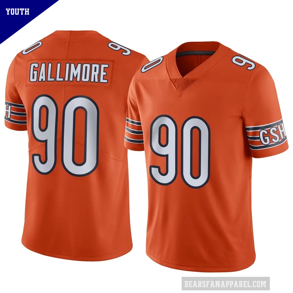 Youth Chicago Bears ＃90 Neville Gallimore Orange Limited Alternate Vapor Jersey