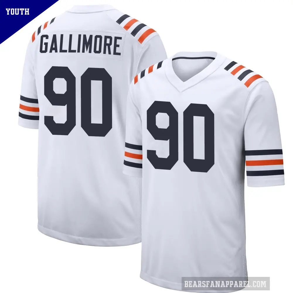 Youth Chicago Bears ＃90 Neville Gallimore White Game Alternate Classic Jersey